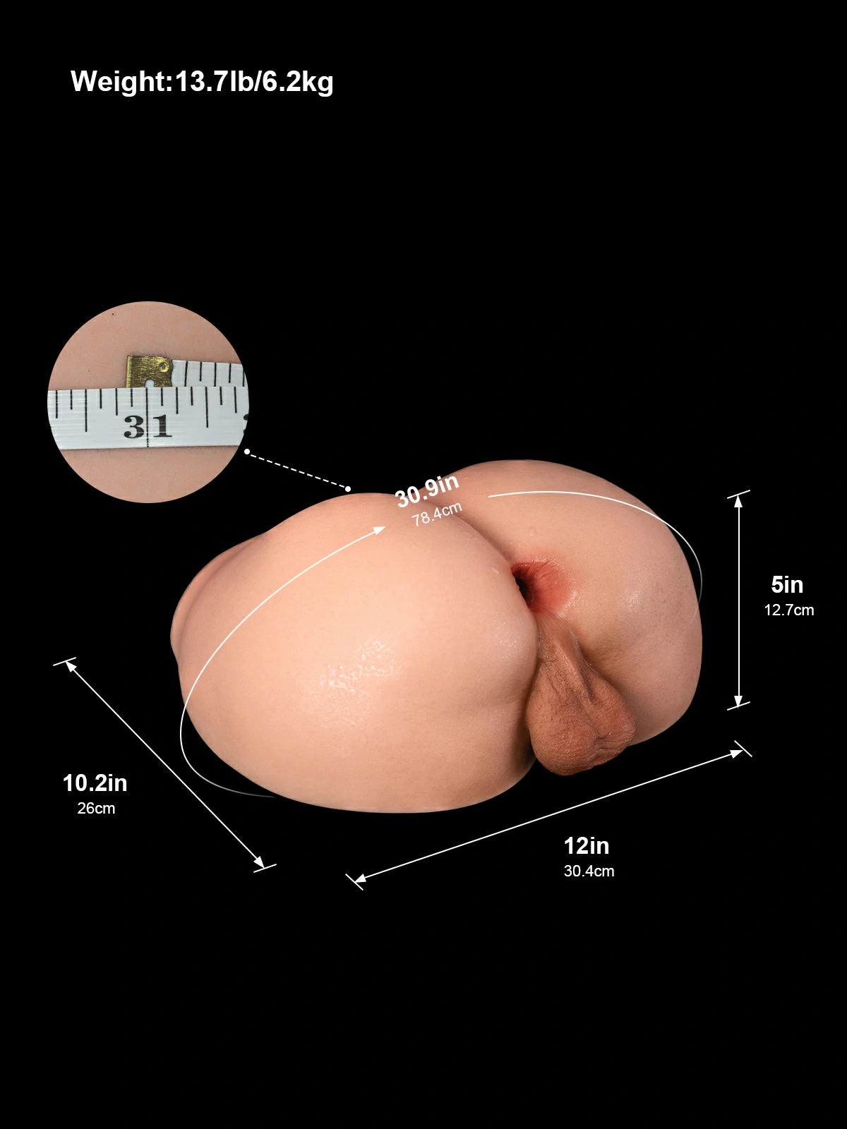 Oliver: 13.7LB Robust Gay Male Masturbator Torso with Flat Bottom Base