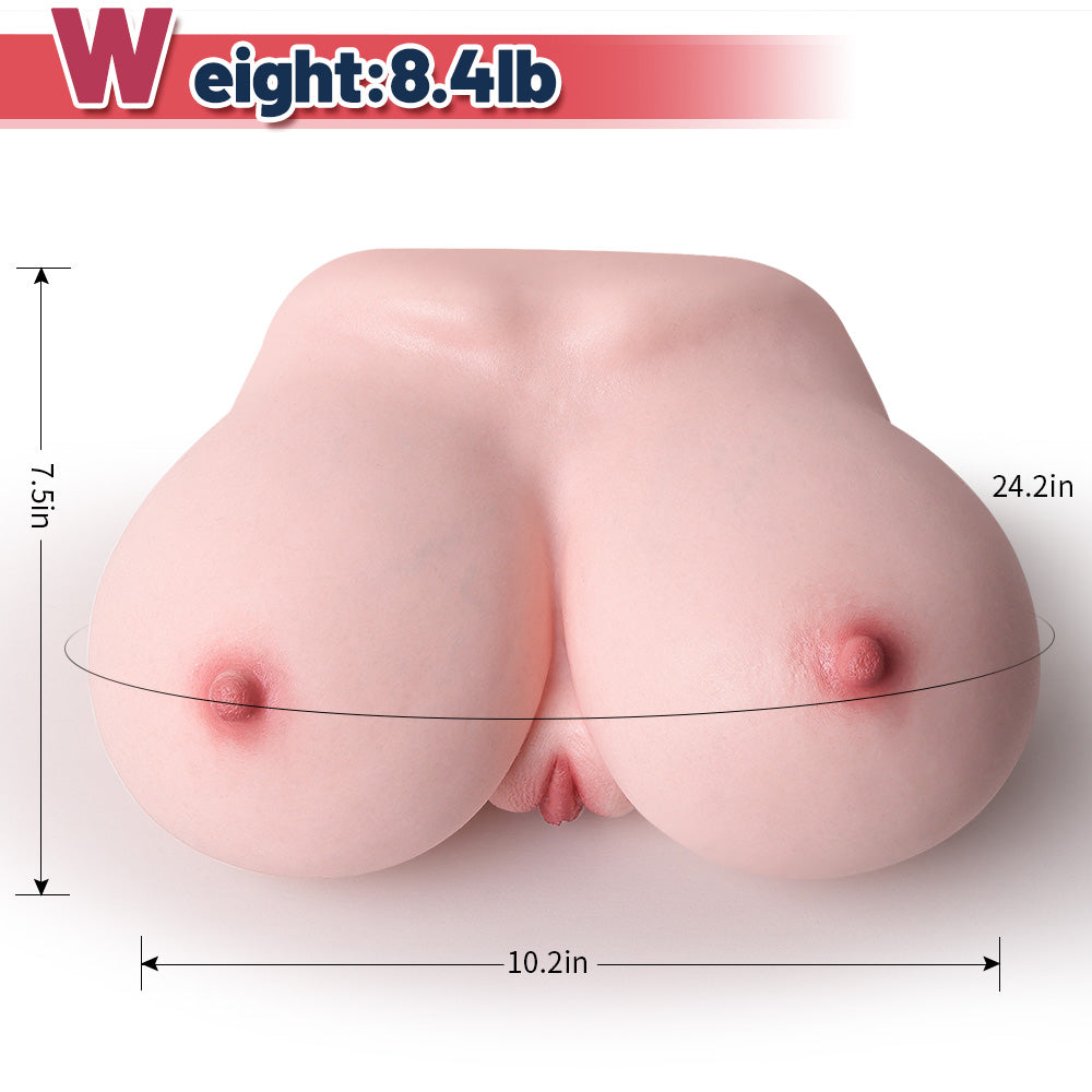Emma: 8.4LB Fluid-G Breast Torso Sex Toy with 4.7" Soft Vaginal Channel