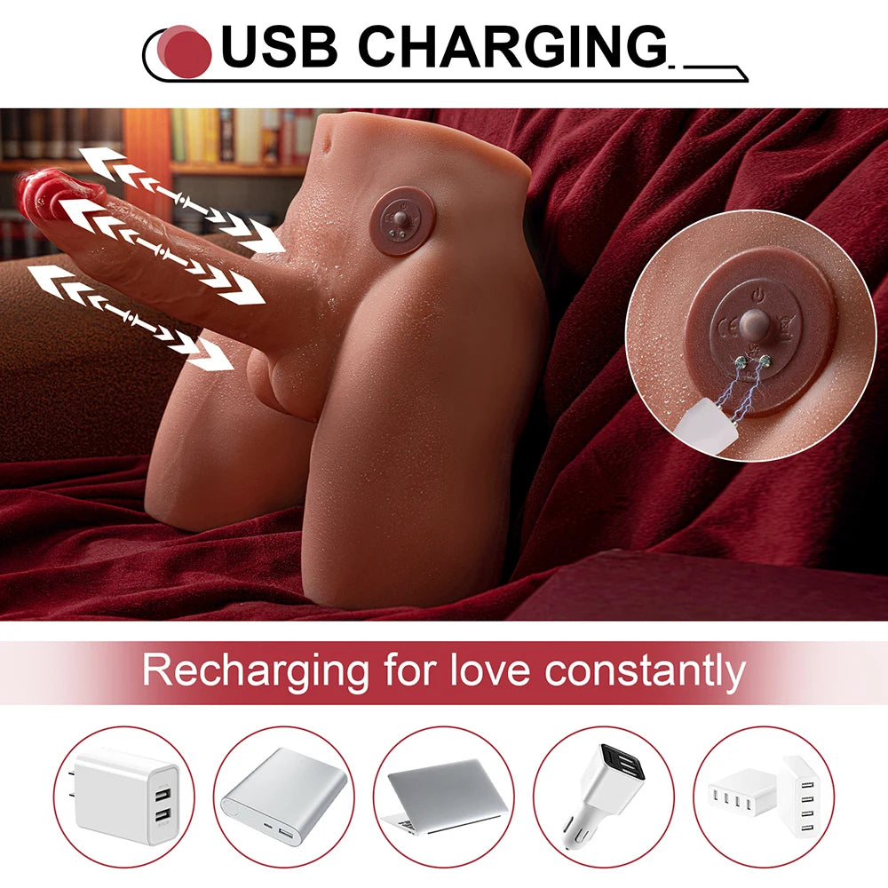 Kyle: 9.03LB Torso For Women With 6.69″ Auto-Telescoping Dildo