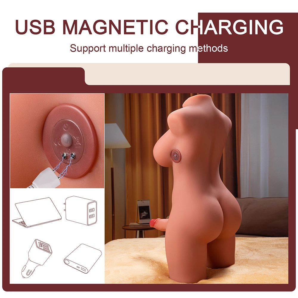 Lisa: 21LB Shemale Torso Sex Toy with 7.1" Thrusting Dildo