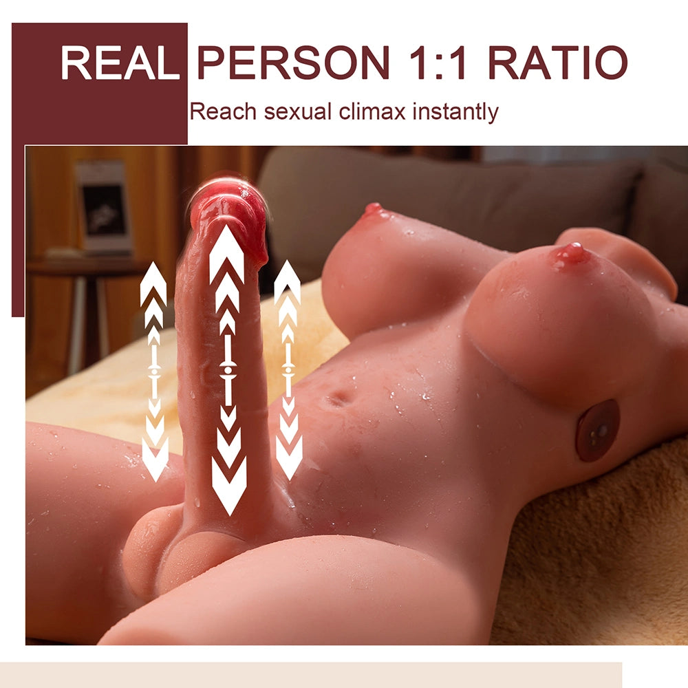 Lisa: 21LB Shemale Torso Sex Toy with 7.1" Thrusting Dildo