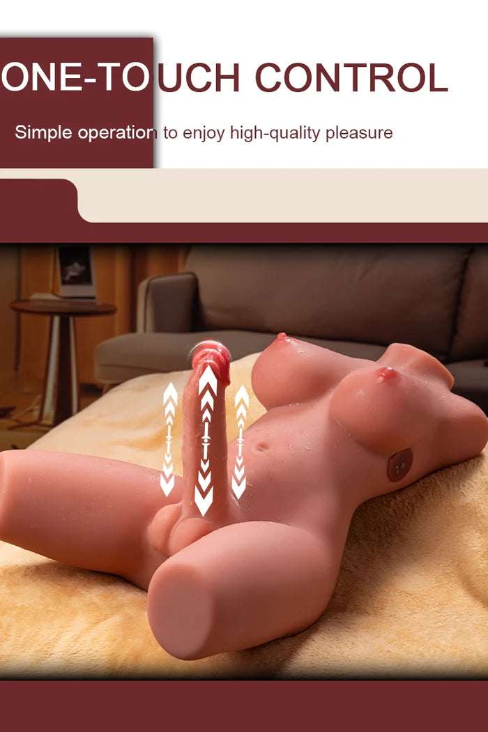 Lisa: 21LB Shemale Torso Sex Toy with 7.1" Thrusting Dildo